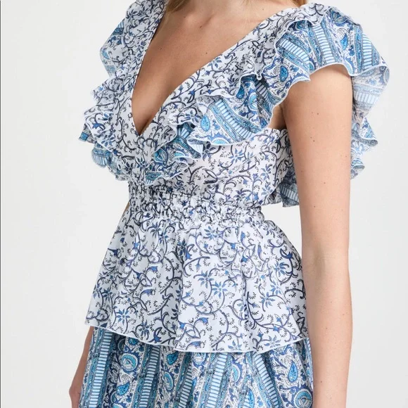 Blue Floral Mini Dress - Picture 2 of 4